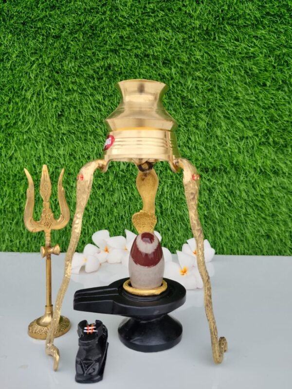 chandrakar tilak dhari narmadeshwar shivling for home puja complete set